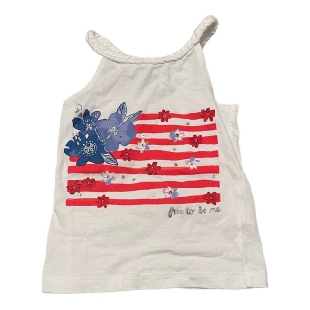 Carters American flag‎ tank top size 2T 4th of July shirt braided neckline